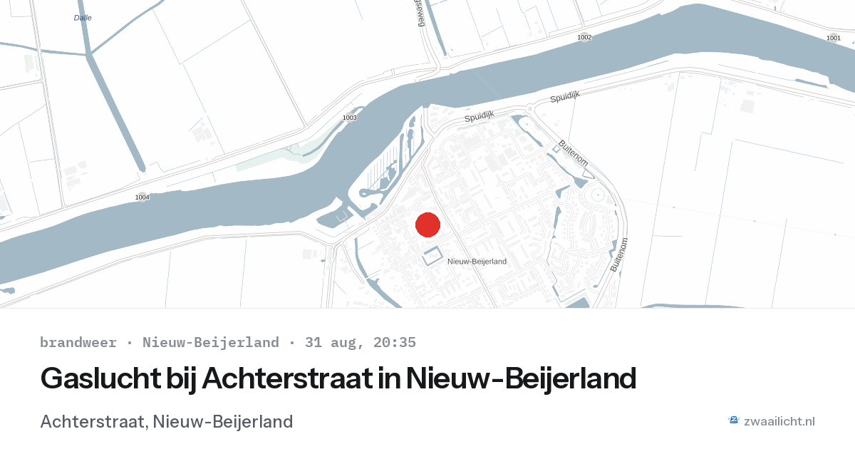 Gaslucht bij Achterstraat in Nieuw-Beijerland — 31 aug 2026