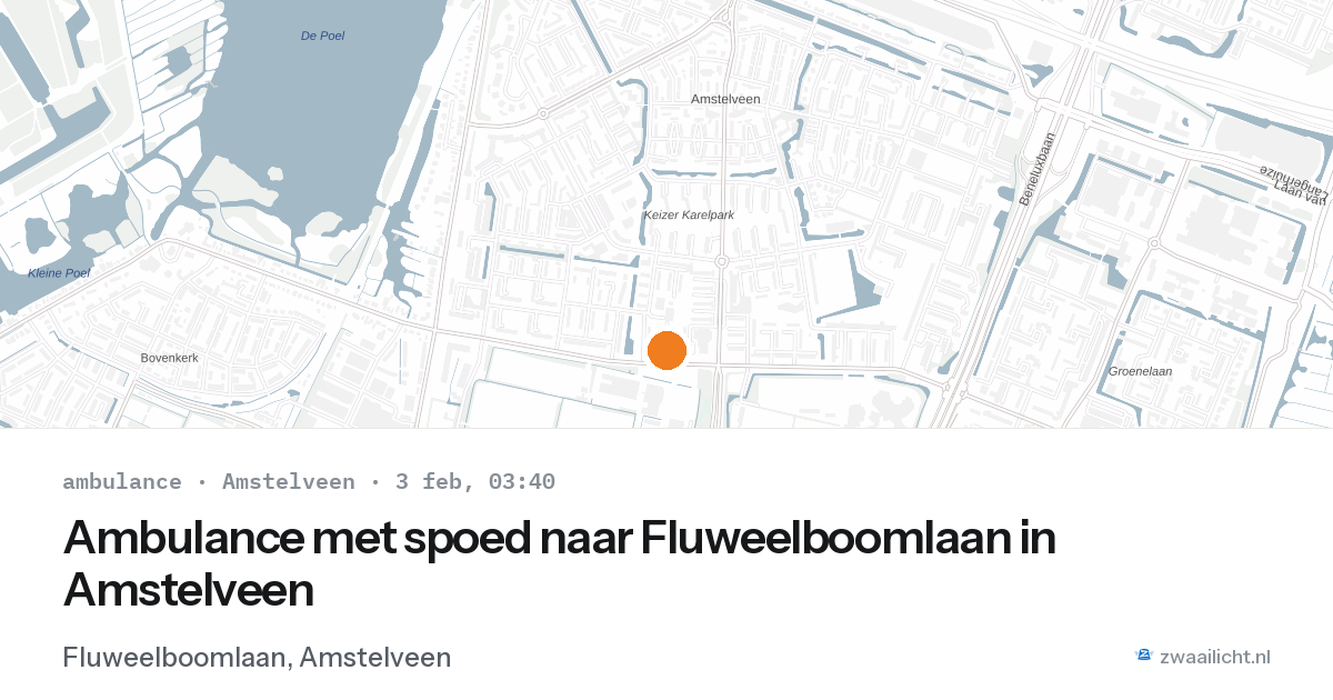 Ambulance met spoed naar Fluweelboomlaan in Amstelveen — 3 feb 2026