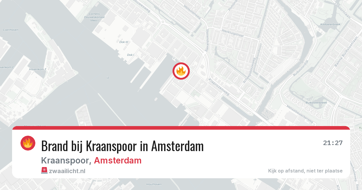 Brand bij Kraanspoor in Amsterdam — 18 mei 2026