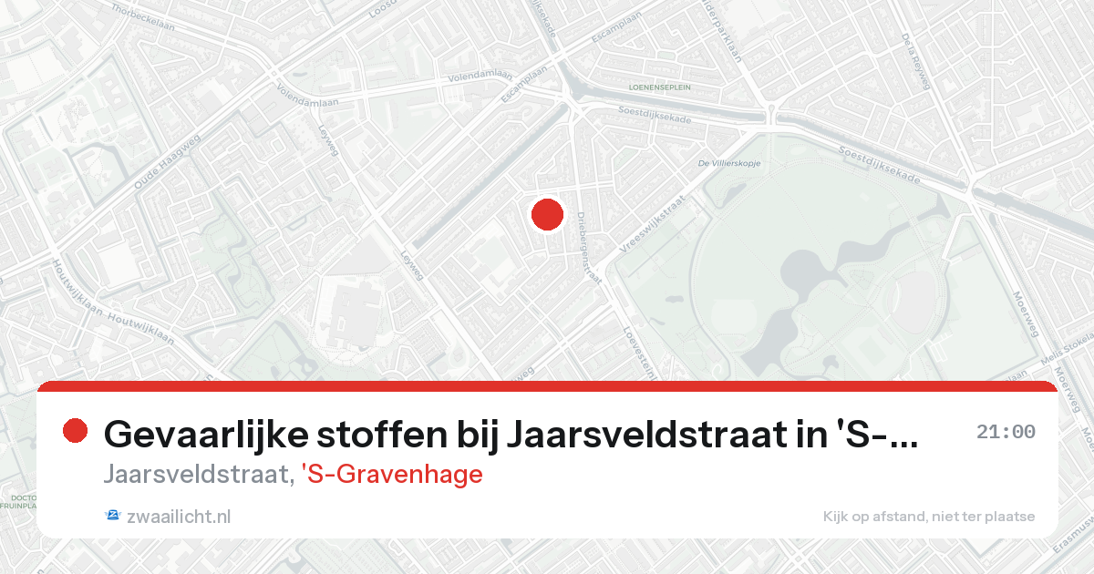 Gevaarlijke stoffen bij Jaarsveldstraat in 'S-Gravenhage — 16 aug 2026