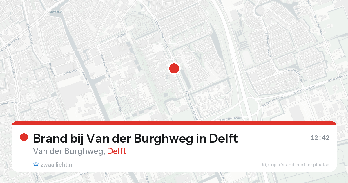 Brand bij Van der Burghweg in Delft — 18 aug 2026