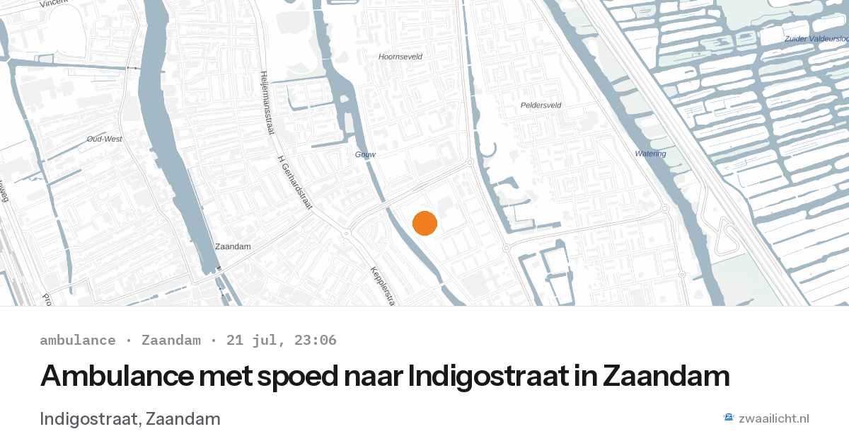 Ambulance met spoed naar Indigostraat in Zaandam — 21 jul 2026