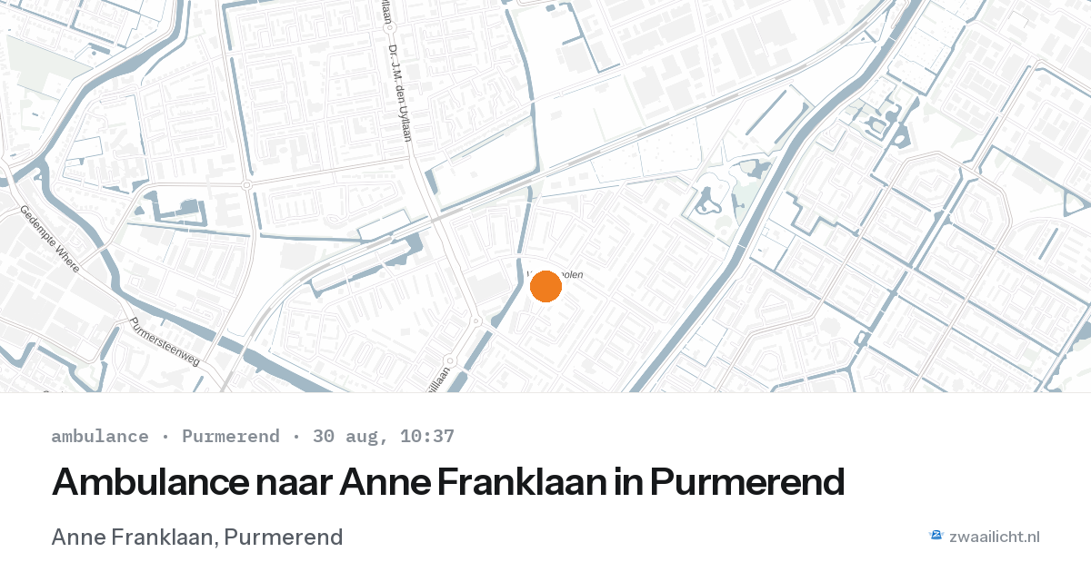 Ambulance naar Anne Franklaan in Purmerend — 30 aug 2026