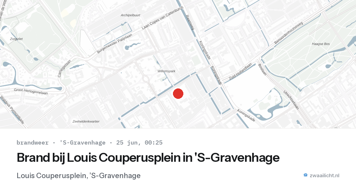 Brand bij Louis Couperusplein in 'S-Gravenhage — 24 jun 2026