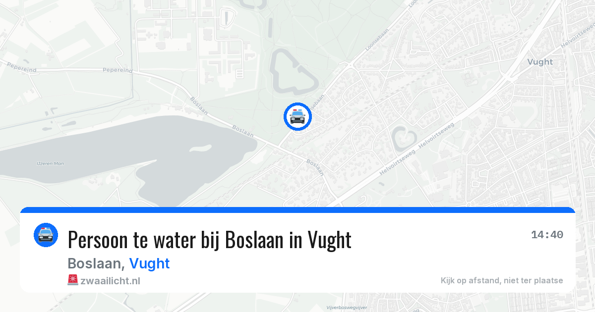 Persoon te water bij Boslaan in Vught — 27 jun 2026