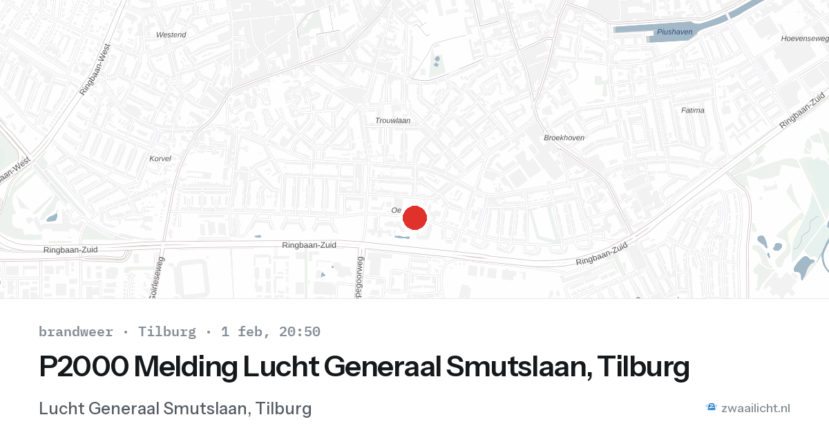 P2000 Melding Lucht Generaal Smutslaan, Tilburg — 1 feb 2026