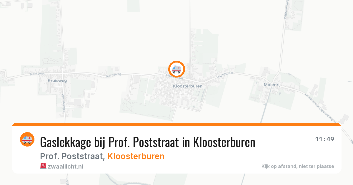 Gaslekkage bij Prof. Poststraat in Kloosterburen — 22 jul 2026