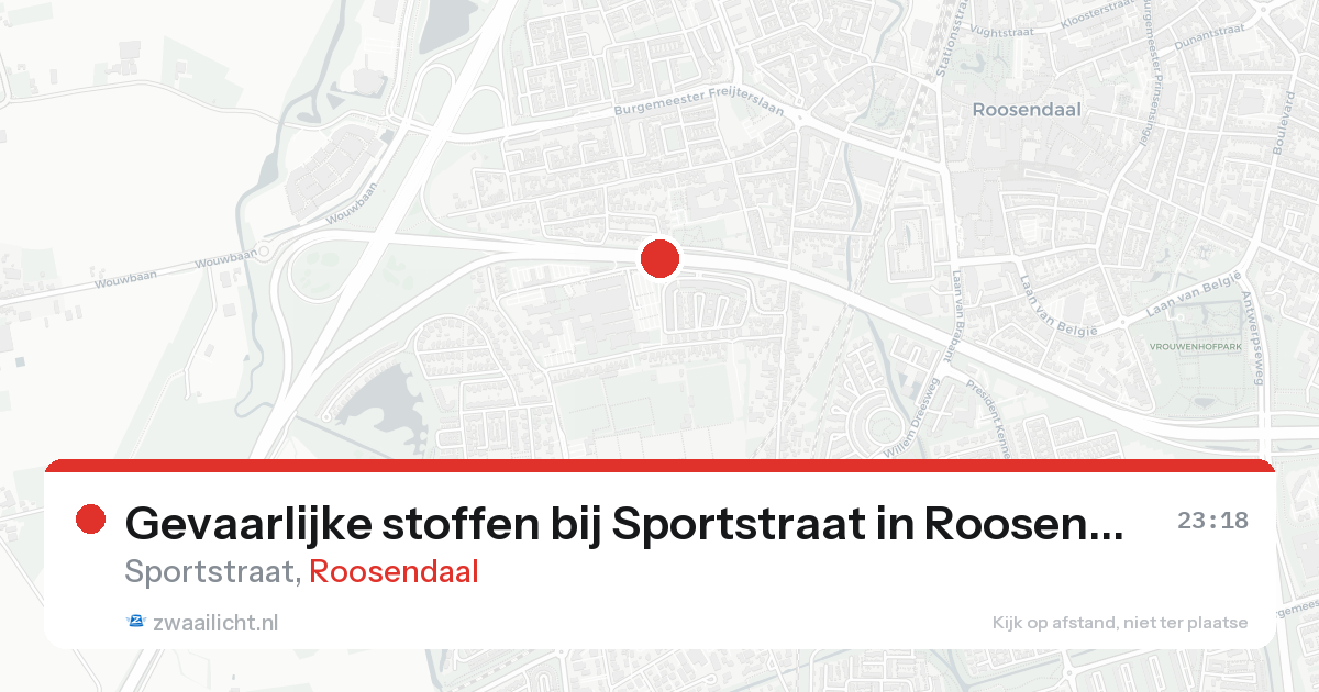 Gevaarlijke stoffen bij Sportstraat in Roosendaal — 17 aug 2026