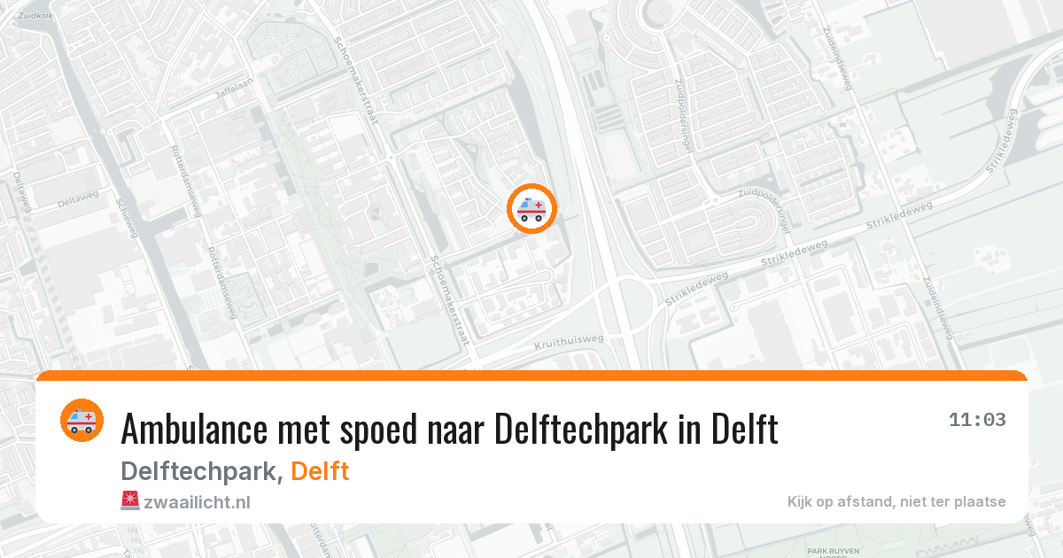 Ambulance met spoed naar Delftechpark in Delft — 13 jul 2026