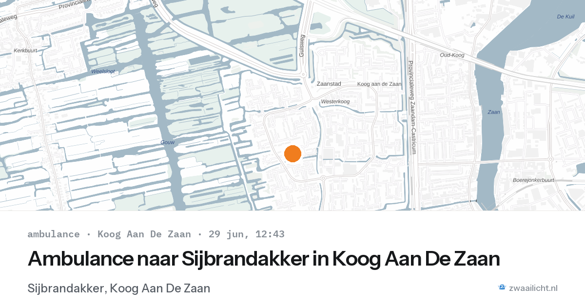 Ambulance naar Sijbrandakker in Koog Aan De Zaan — 29 jun 2026