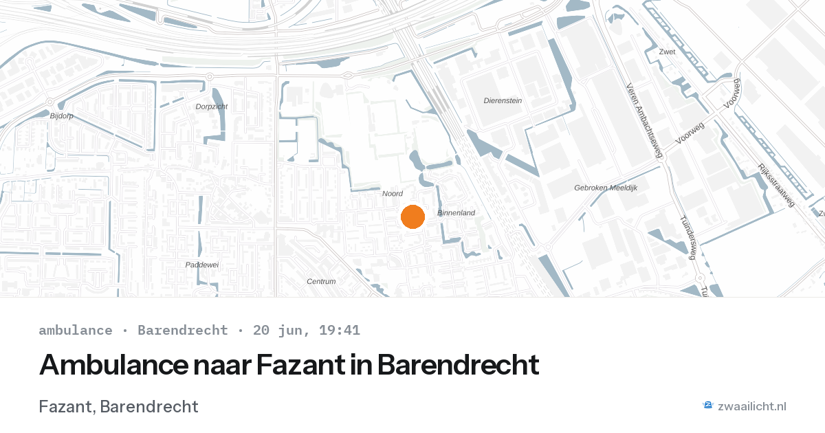Ambulance naar Fazant in Barendrecht — 20 jun 2026