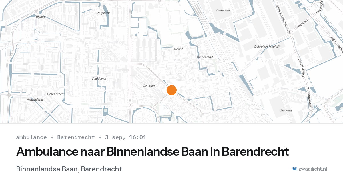 Ambulance naar Binnenlandse Baan in Barendrecht — 3 sep 2026