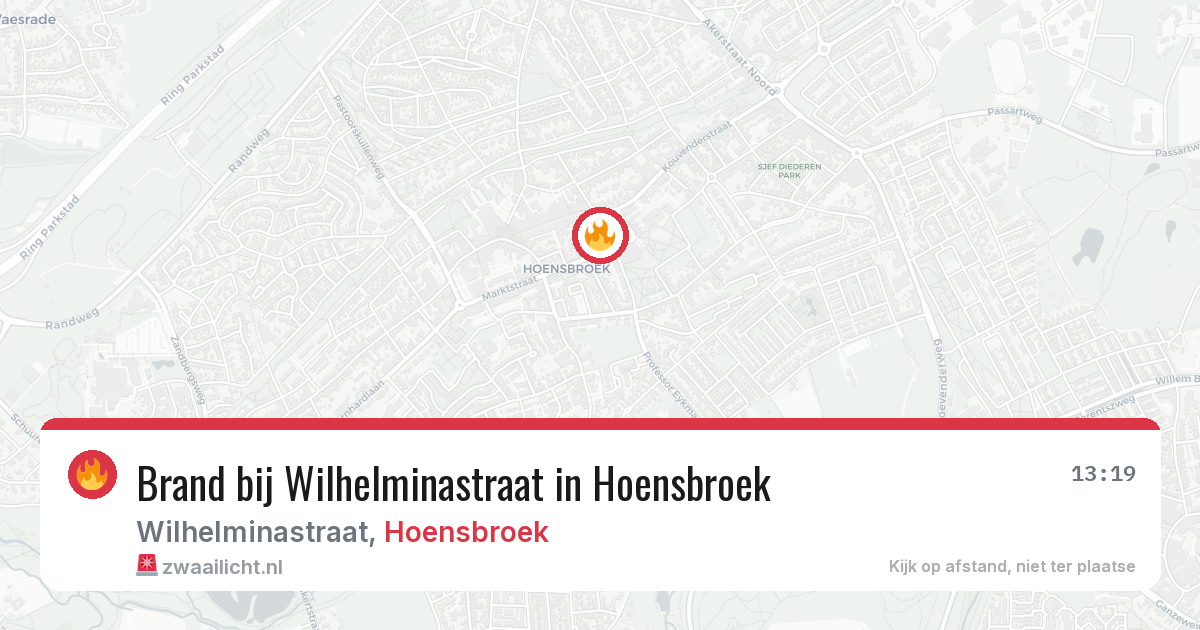 Brand bij Wilhelminastraat in Hoensbroek — 27 jun 2026