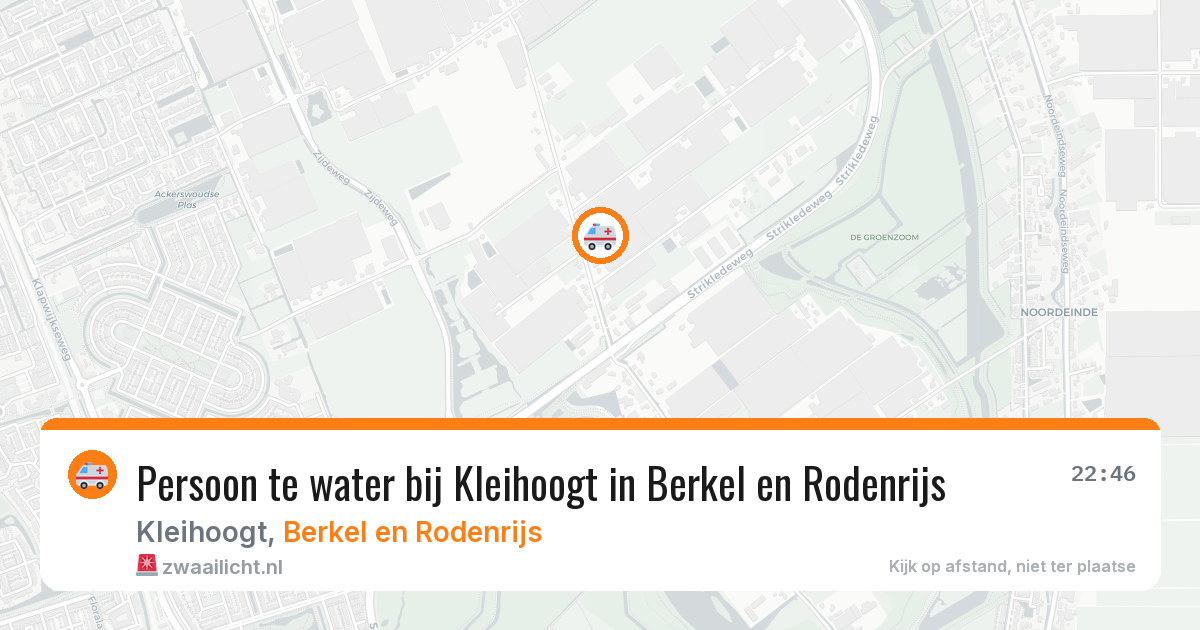 Persoon te water bij Kleihoogt in Berkel en Rodenrijs — 12 aug 2026