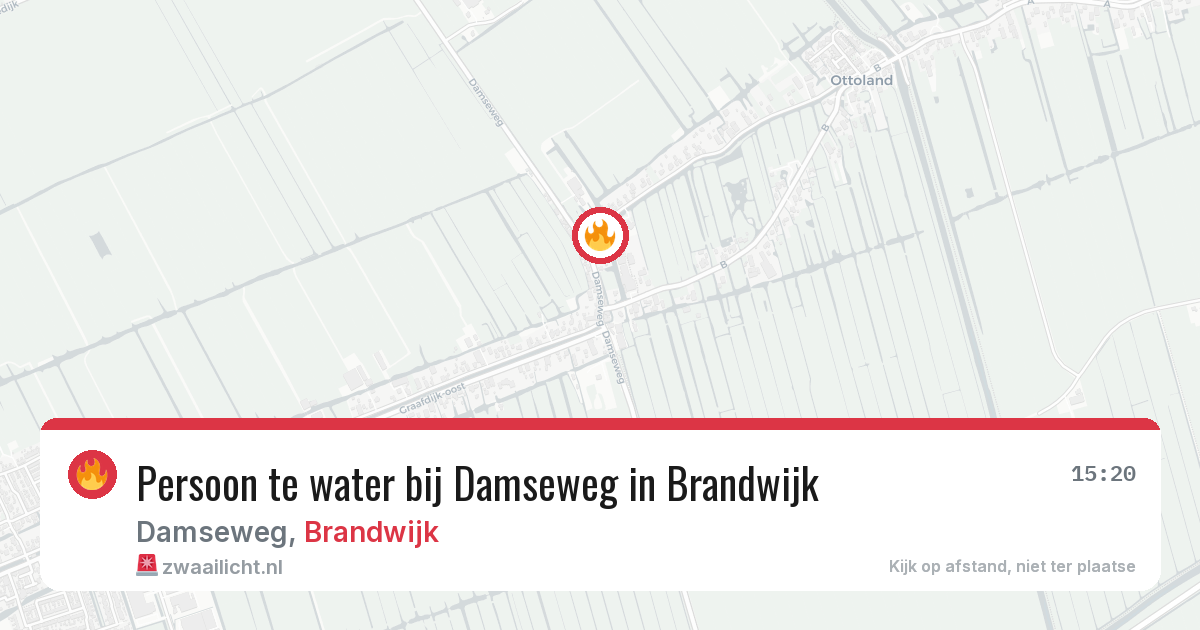 Persoon te water bij Damseweg in Brandwijk — 2 mei 2026