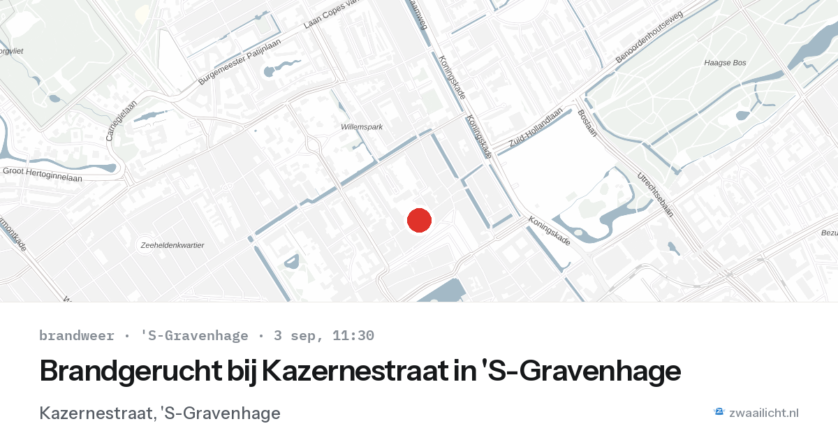 Brandgerucht bij Kazernestraat in 'S-Gravenhage — 3 sep 2026
