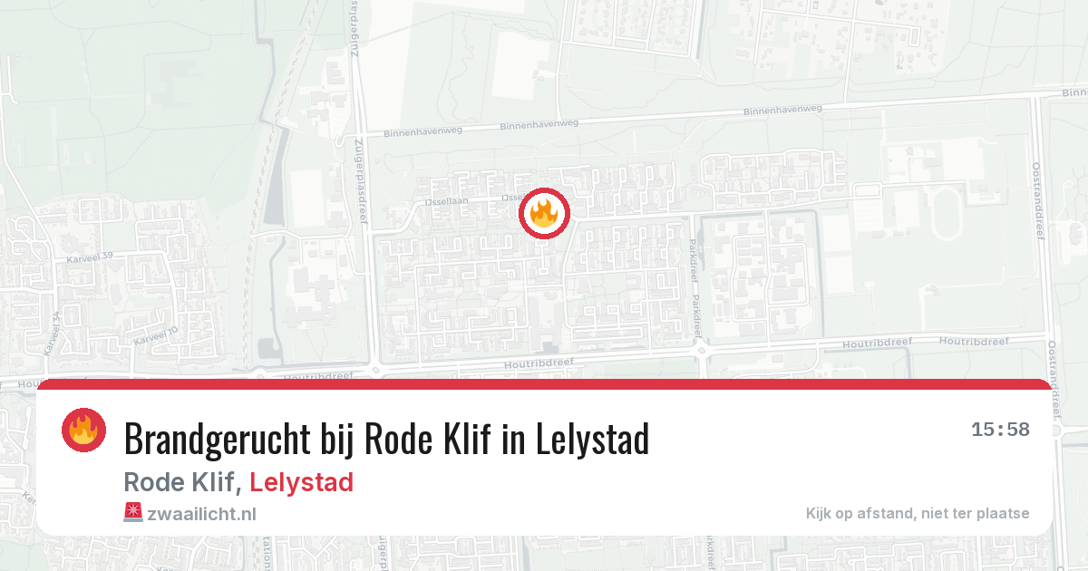 Brandgerucht bij Rode Klif in Lelystad — 11 mei 2026