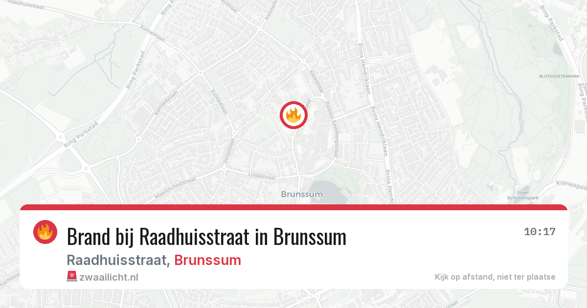Brand bij Raadhuisstraat in Brunssum — 20 jul 2026