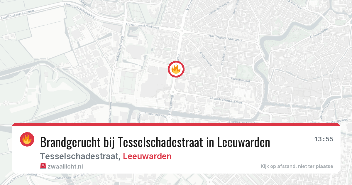 Brandgerucht bij Tesselschadestraat in Leeuwarden — 15 jun 2026
