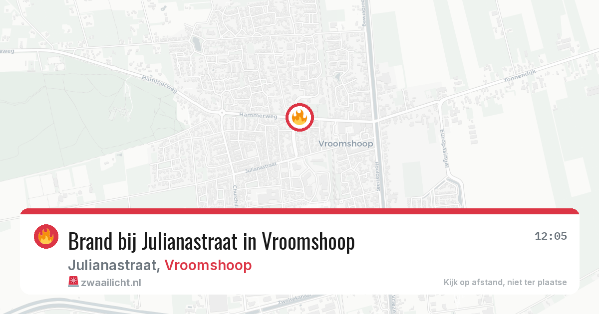 Brand bij Julianastraat in Vroomshoop — 15 jun 2026