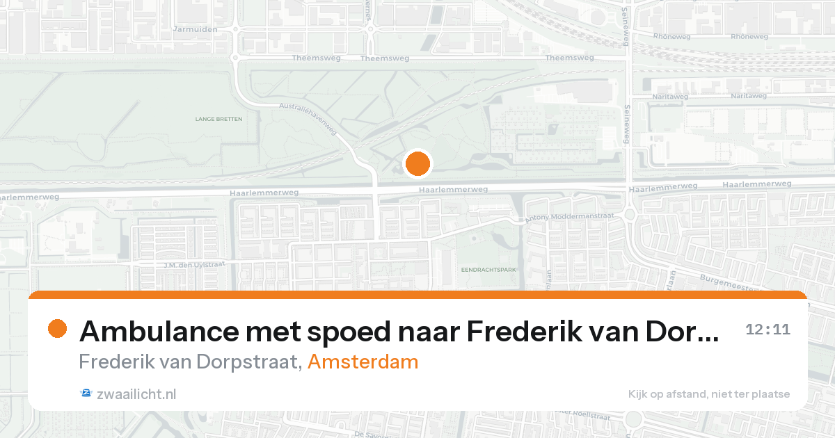Ambulance met spoed naar Frederik van Dorpstraat in Amsterdam — 20 aug 2026