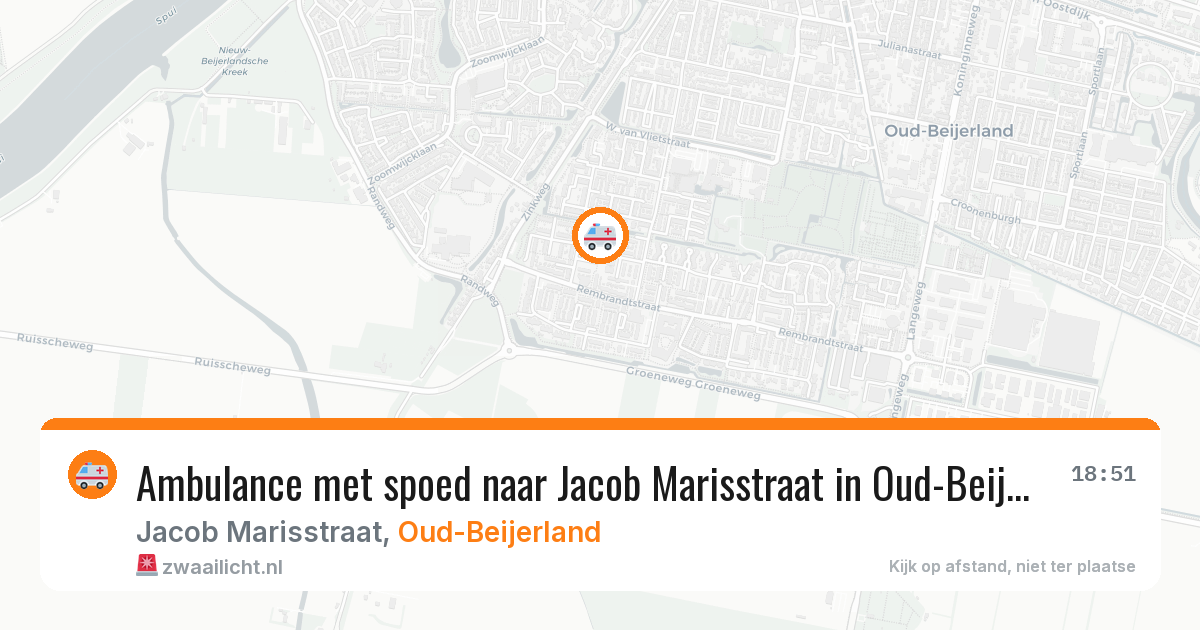 Ambulance met spoed naar Jacob Marisstraat in Oud-Beijerland — 9 aug 2026