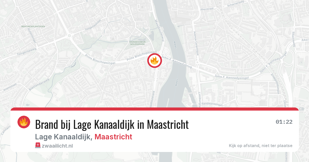 Brand bij Lage Kanaaldijk in Maastricht — 22 apr 2026