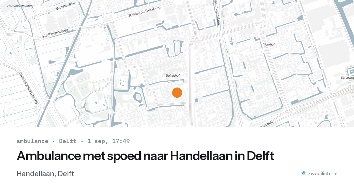 Ambulance met spoed naar Handellaan in Delft — 1 sep 2026