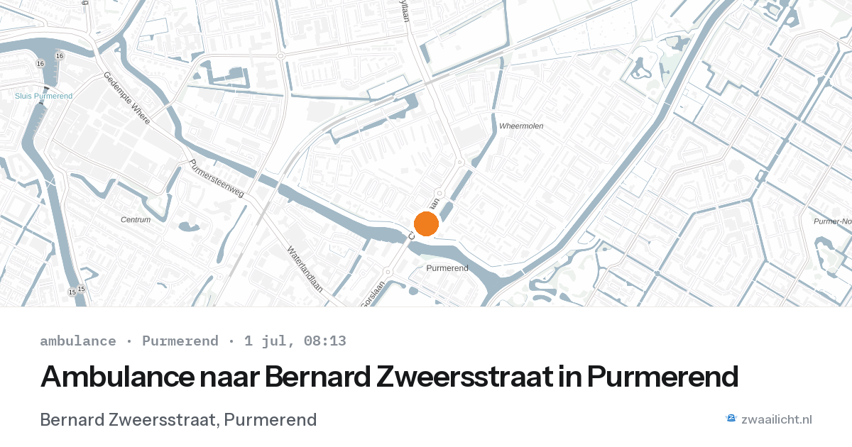 Ambulance naar Bernard Zweersstraat in Purmerend — 1 jul 2026