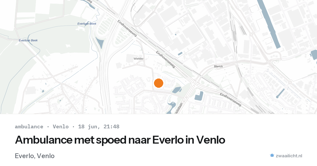 Ambulance met spoed naar Everlo in Venlo — 18 jun 2026
