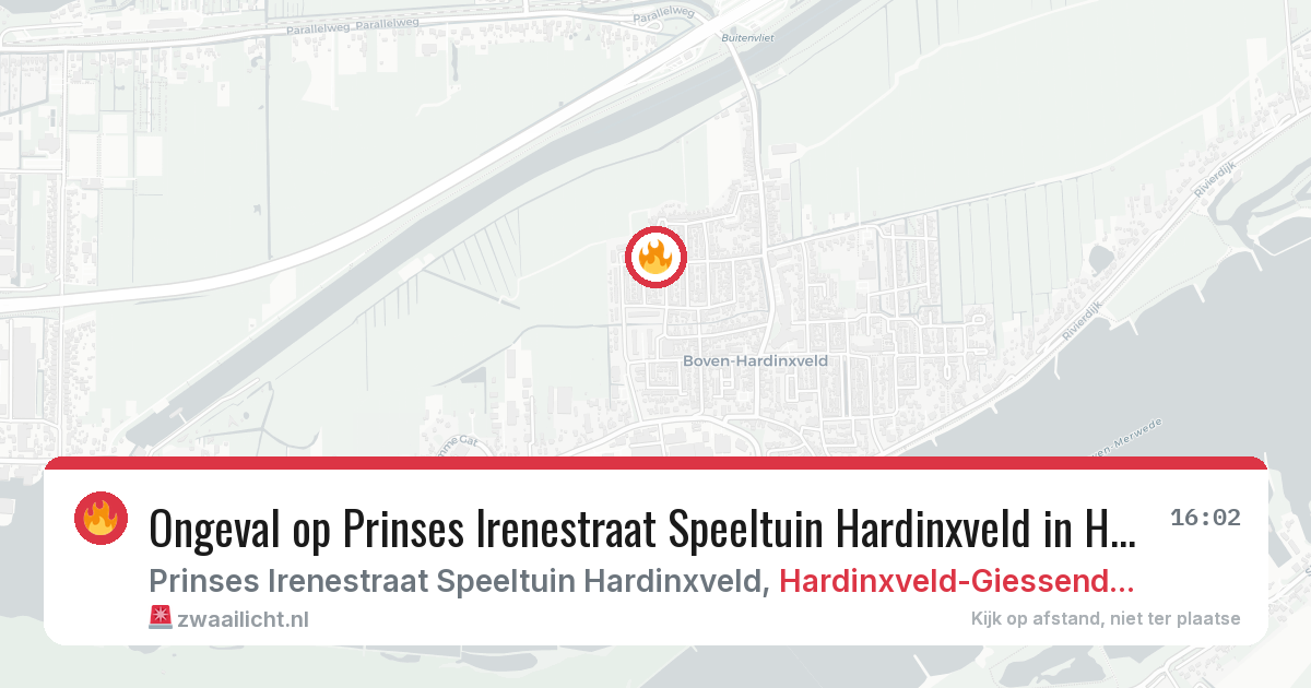 Ongeval op Prinses Irenestraat Speeltuin Hardinxveld in Hardinxveld-Giessendam — 20 jul 2026