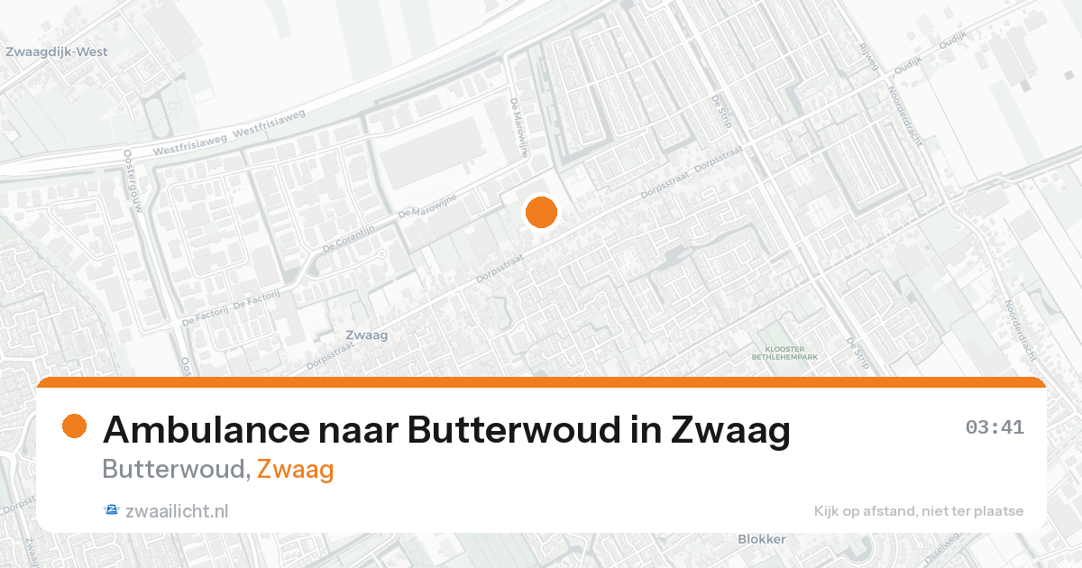 Ambulance naar Butterwoud in Zwaag — 15 aug 2026