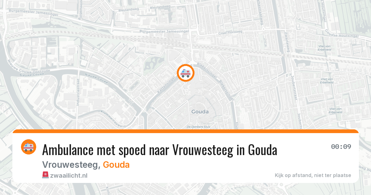 Ambulance met spoed naar Vrouwesteeg in Gouda — 9 jun 2026