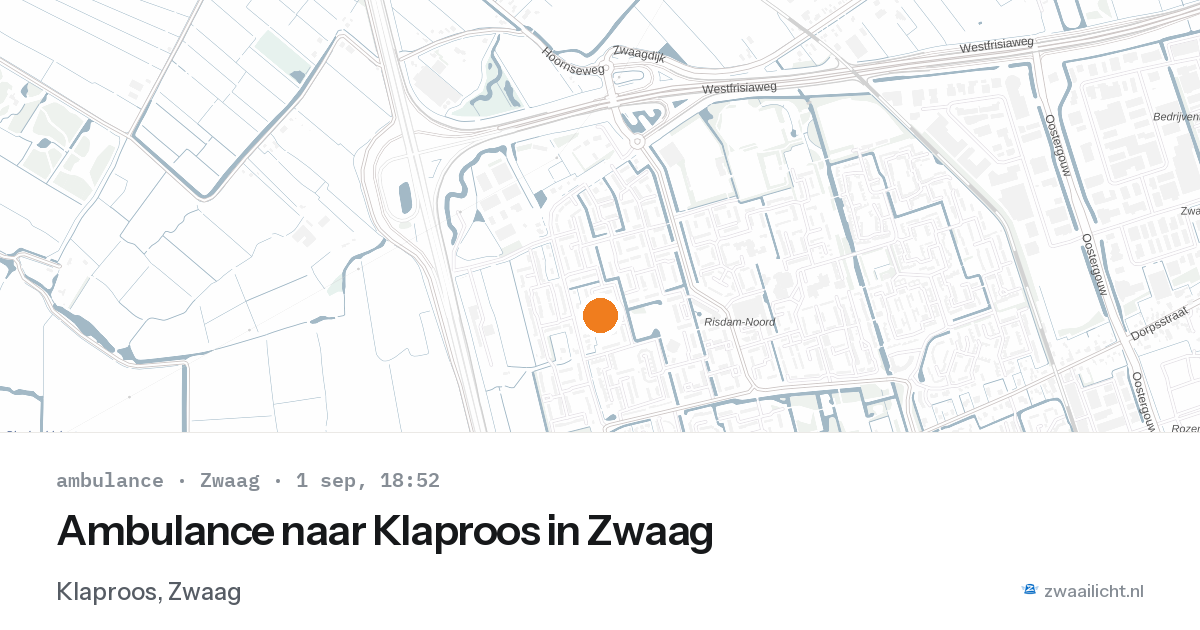 Ambulance naar Klaproos in Zwaag — 1 sep 2026