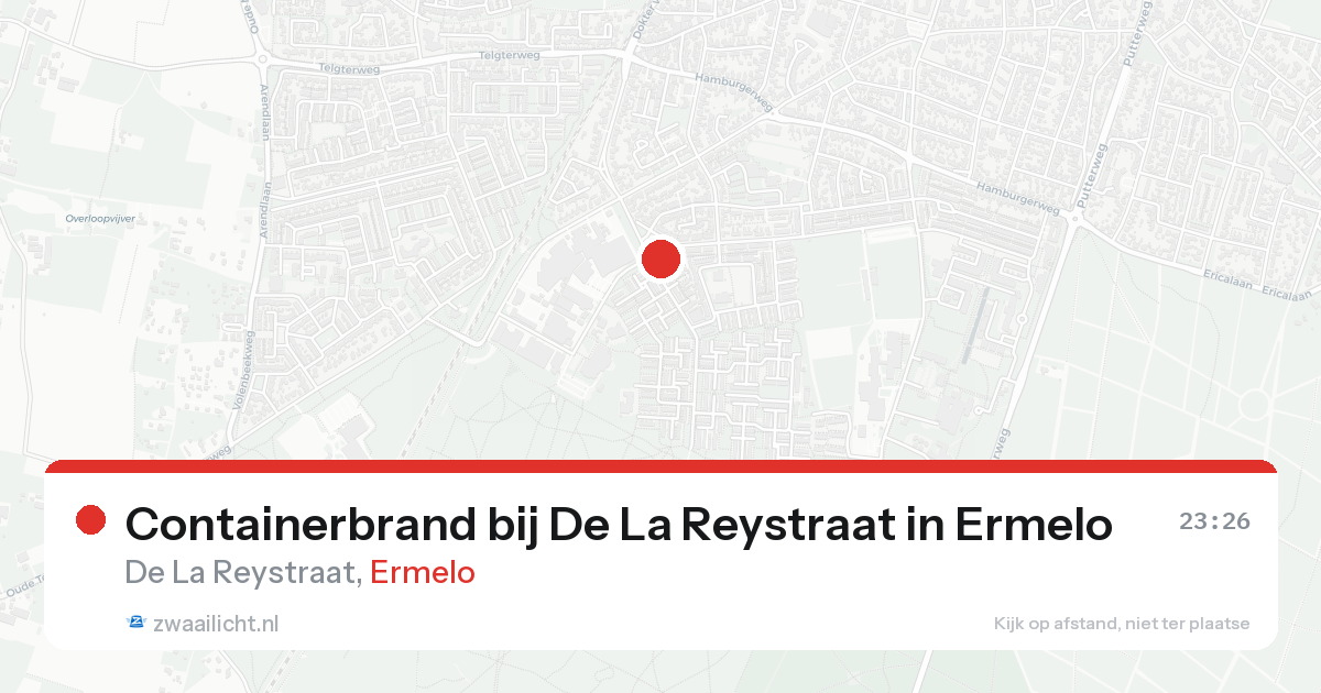 Containerbrand bij De La Reystraat in Ermelo — 15 aug 2026
