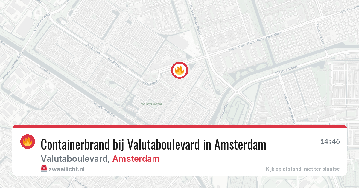 Containerbrand bij Valutaboulevard in Amsterdam — 12 aug 2026