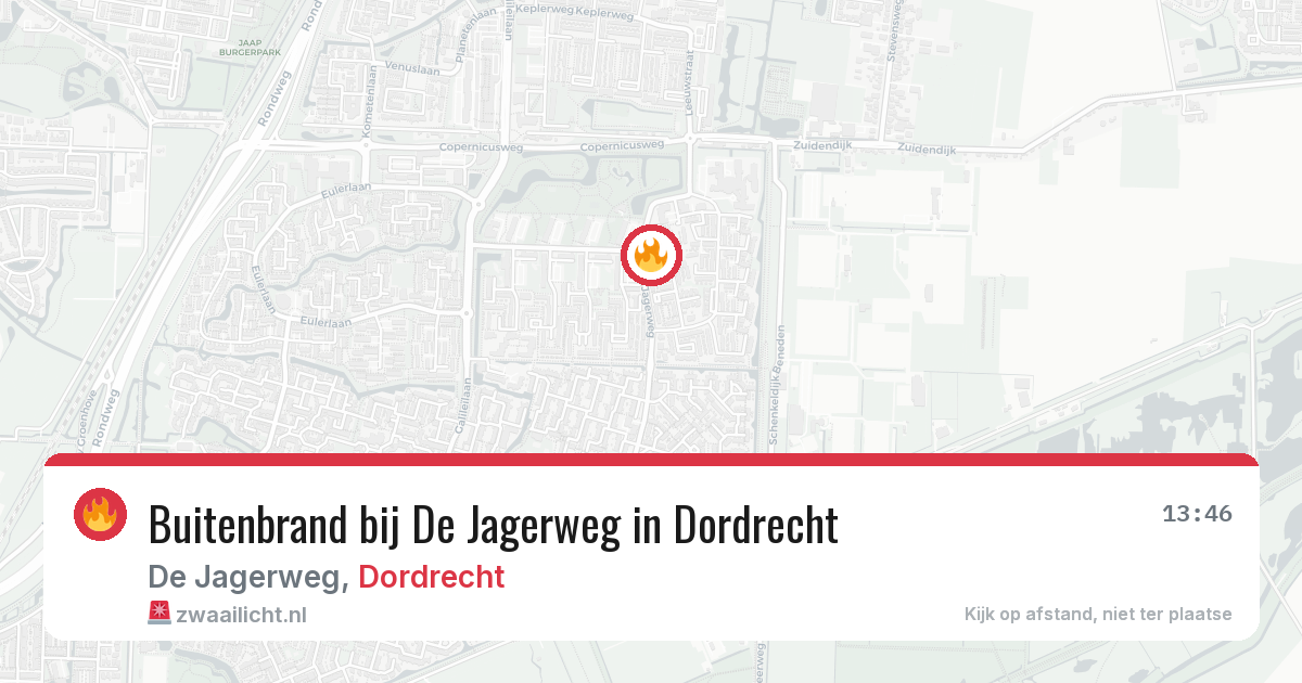 Buitenbrand bij De Jagerweg in Dordrecht — 13 jun 2026