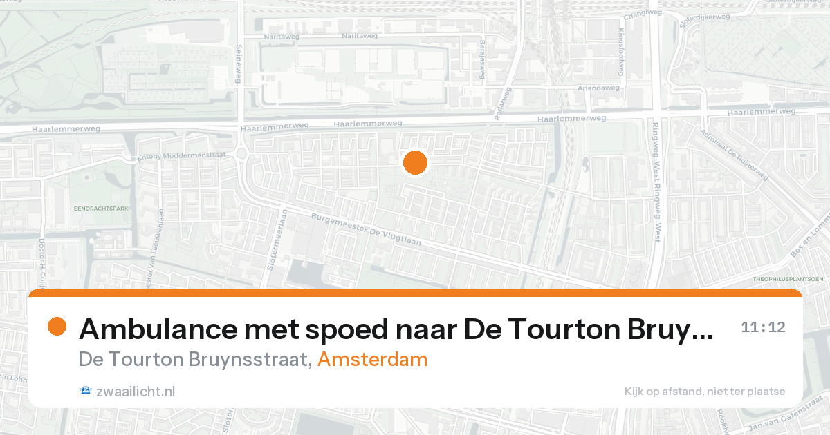 Ambulance met spoed naar De Tourton Bruynsstraat in Amsterdam — 18 aug 2026