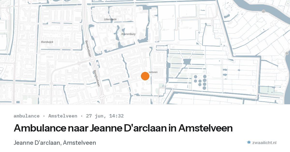 Ambulance naar Jeanne D'arclaan in Amstelveen — 27 jun 2026