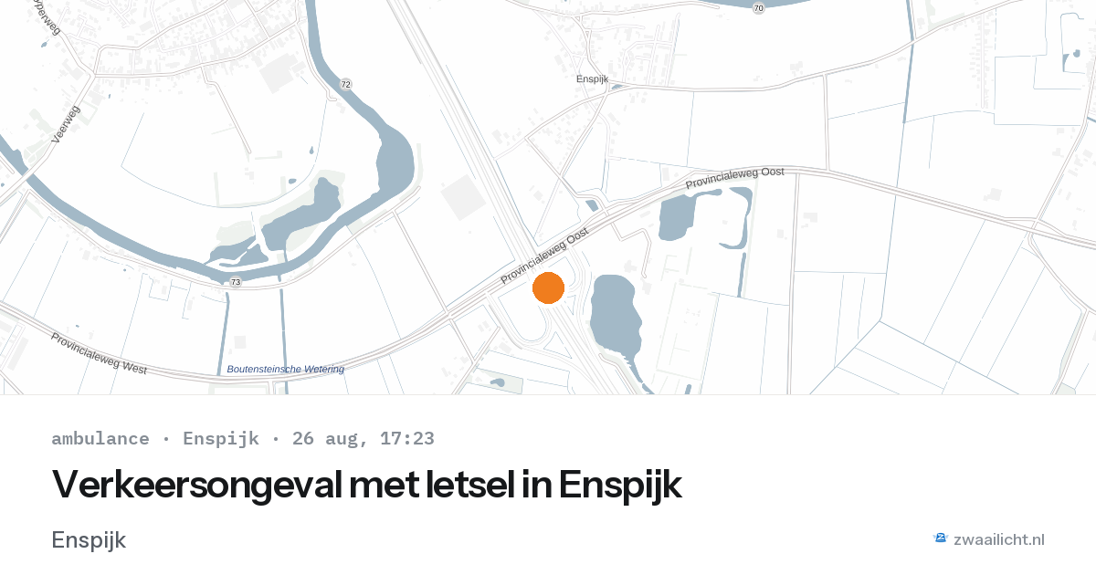 Verkeersongeval met letsel in Enspijk — 26 aug 2026