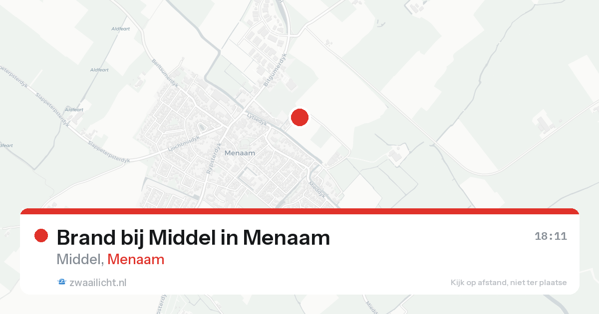 Brand bij Middel in Menaam — 18 aug 2026