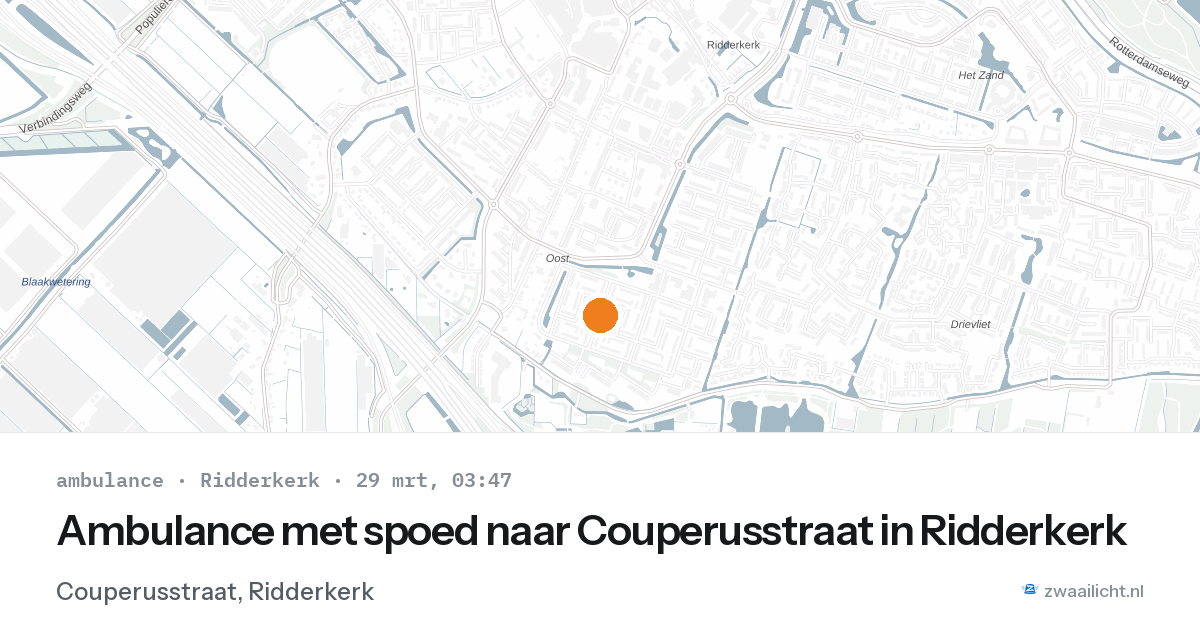 Ambulance met spoed naar Couperusstraat in Ridderkerk — 29 mrt 2026