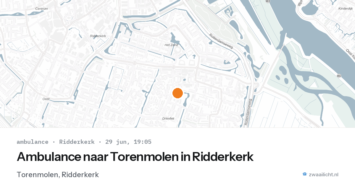 Ambulance naar Torenmolen in Ridderkerk — 29 jun 2026