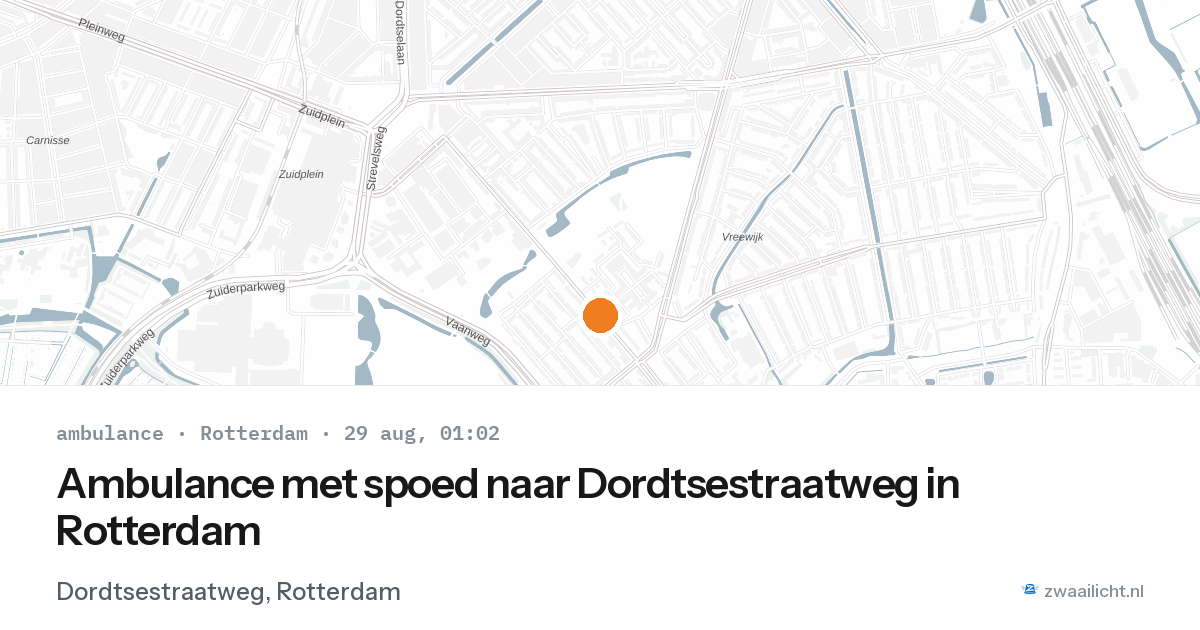 Ambulance met spoed naar Dordtsestraatweg in Rotterdam — 28 aug 2026