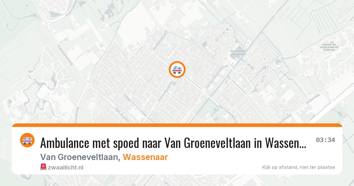 Ambulance met spoed naar Van Groeneveltlaan in Wassenaar — 16 jun 2026