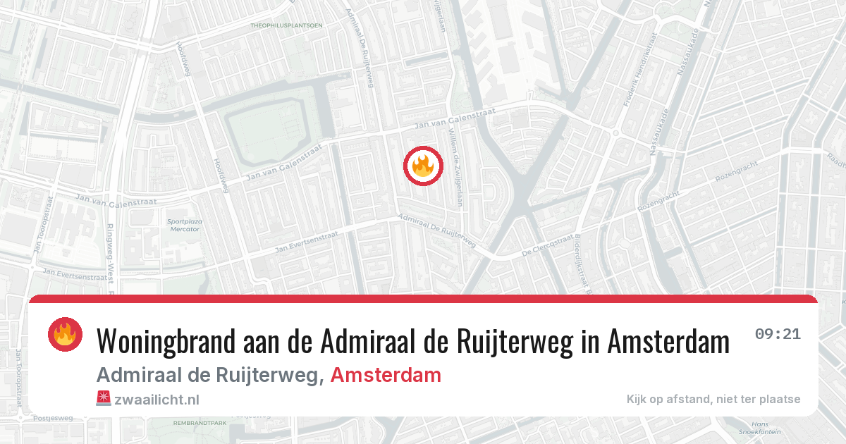 Woningbrand aan de Admiraal de Ruijterweg in Amsterdam — 3 aug 2026