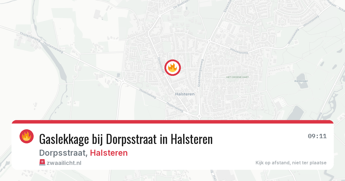 Gaslekkage bij Dorpsstraat in Halsteren — 31 mrt 2026