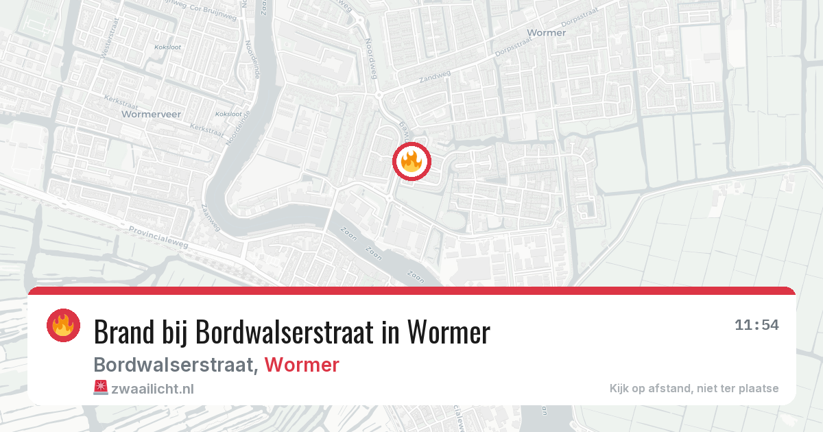 Brand bij Bordwalserstraat in Wormer — 14 aug 2026