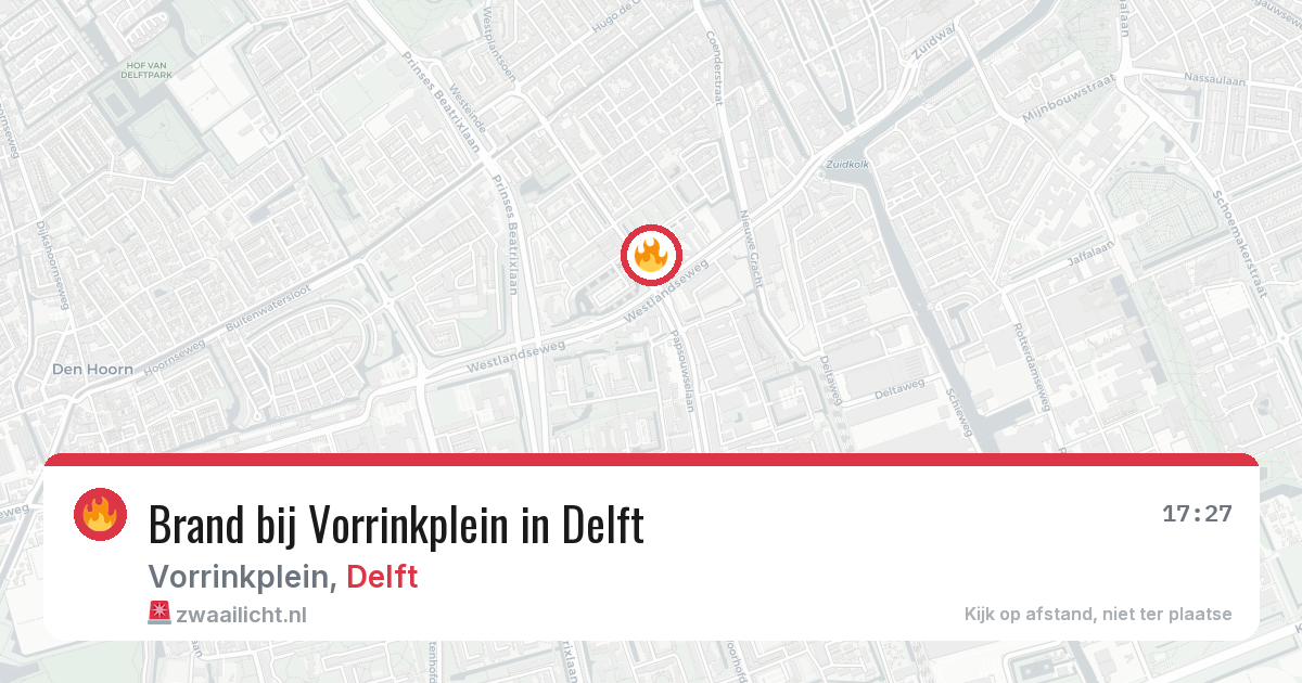 Brand bij Vorrinkplein in Delft — 27 mei 2026