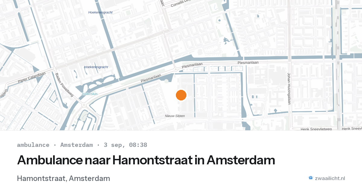 Ambulance naar Hamontstraat in Amsterdam — 3 sep 2026